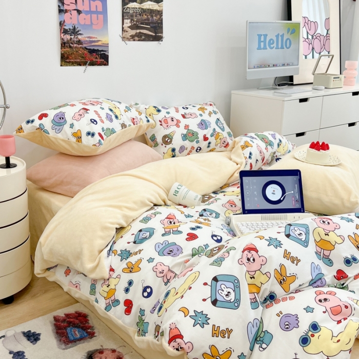 91家纺网 家纺一手货源 找家纺 （总）昔可 2022新款梦幻公主风系列棉加绒印花四件套