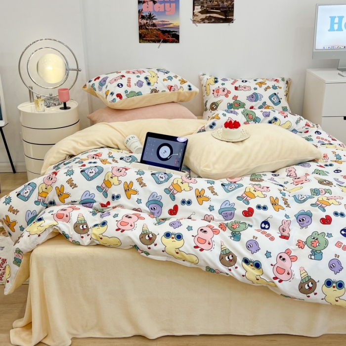 91家纺网 家纺一手货源 找家纺 （总）昔可 2022新款梦幻公主风系列棉加绒印花四件套