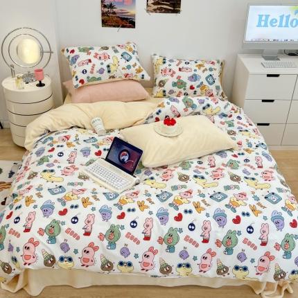 昔可 2022新款梦幻公主风系列棉加绒印花四件套 彩色童趣