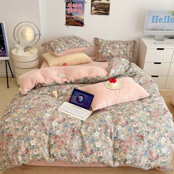 91家纺网 家纺一手货源 找家纺 昔可 2022新款梦幻公主风系列棉加绒印花四件套 公主的梦境