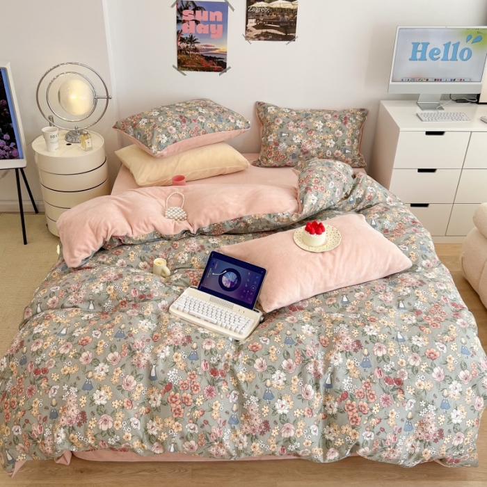 91家纺网 家纺一手货源 找家纺 昔可 2022新款梦幻公主风系列棉加绒印花四件套 公主的梦境