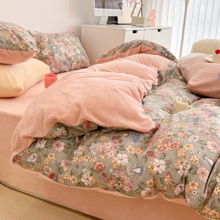 91家纺网 家纺一手货源 找家纺 昔可 2022新款梦幻公主风系列棉加绒印花四件套 公主的梦境