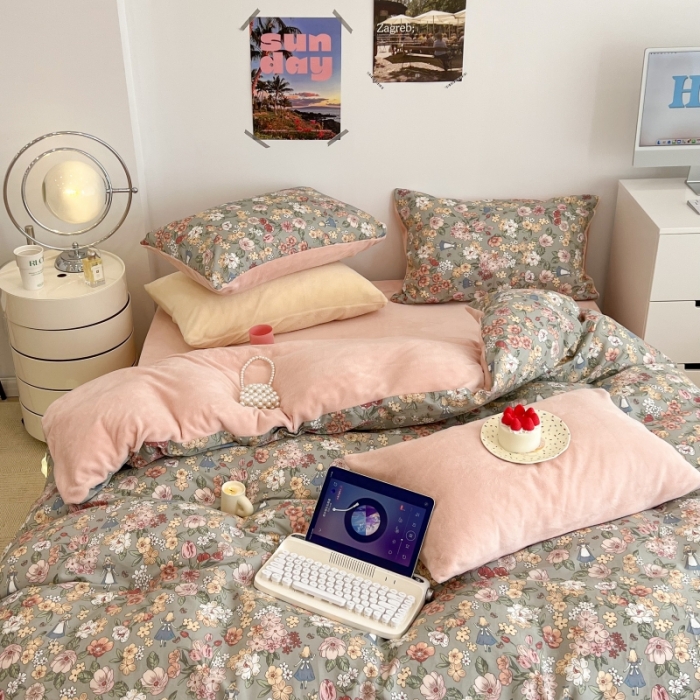 91家纺网 家纺一手货源 找家纺 昔可 2022新款梦幻公主风系列棉加绒印花四件套 公主的梦境