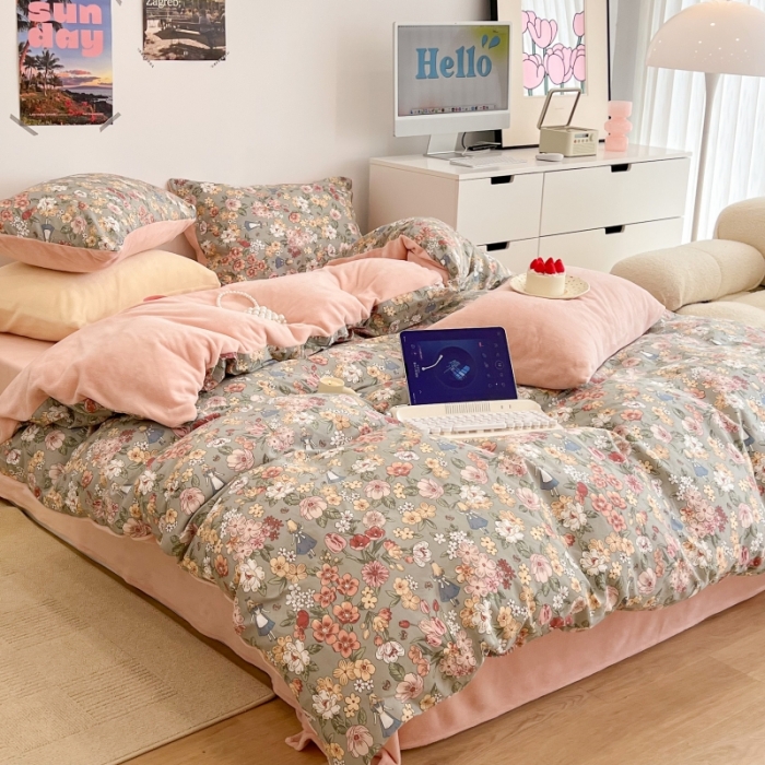 91家纺网 家纺一手货源 找家纺 昔可 2022新款梦幻公主风系列棉加绒印花四件套 公主的梦境