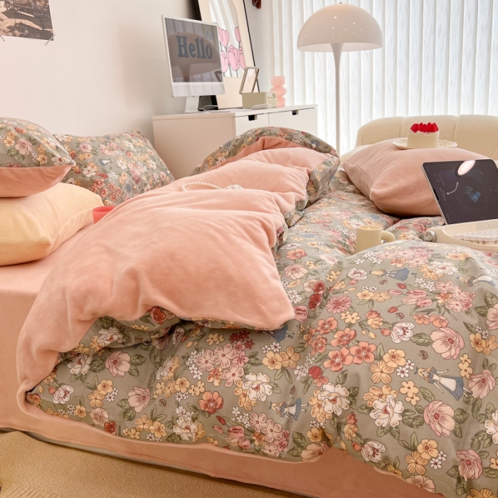 91家纺网 家纺一手货源 找家纺 昔可 2022新款梦幻公主风系列棉加绒印花四件套 公主的梦境