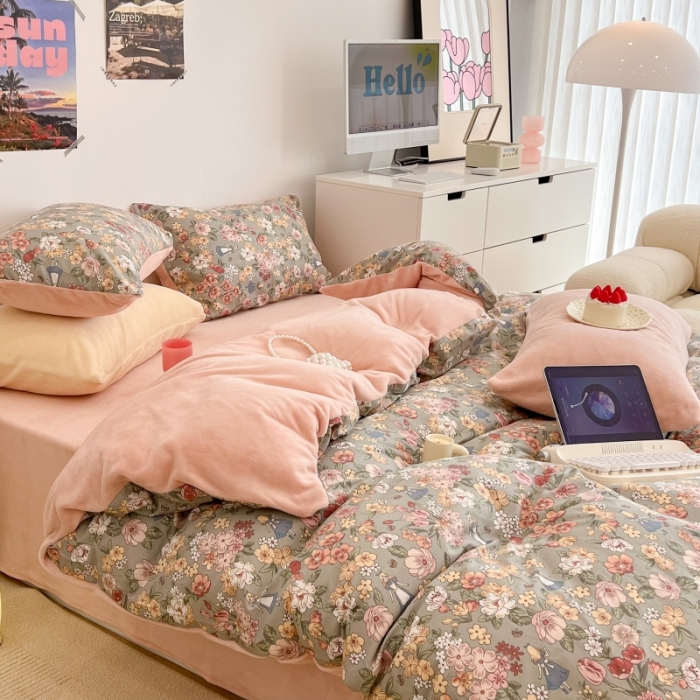 91家纺网 家纺一手货源 找家纺 昔可 2022新款梦幻公主风系列棉加绒印花四件套 公主的梦境