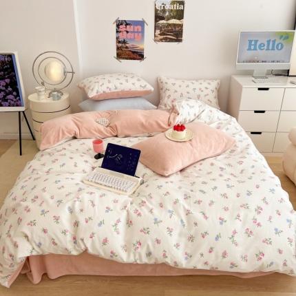 昔可 2022新款梦幻公主风系列棉加绒印花四件套 韩式小花花