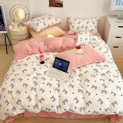 昔可 2022新款梦幻公主风系列棉加绒印花四件套 赫本蝴蝶结