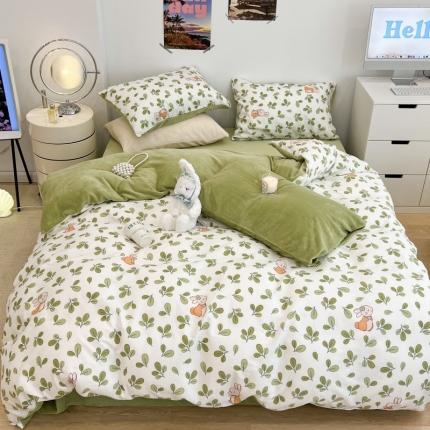 昔可 2022新款梦幻公主风系列棉加绒印花四件套 花园兔宝