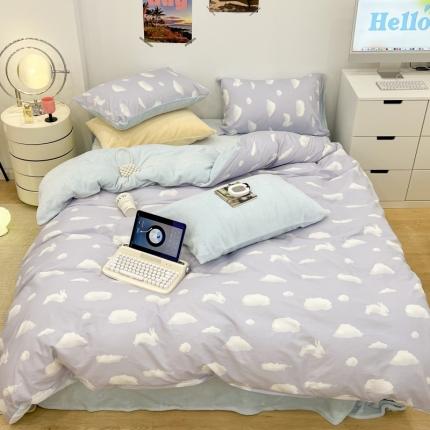 昔可 2022新款梦幻公主风系列棉加绒印花四件套 蓝云朵