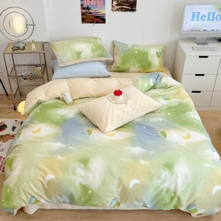 昔可 2022新款梦幻公主风系列棉加绒印花四件套 绿色星空