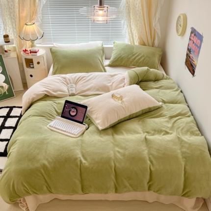 91家纺网 家纺一手货源 找家纺 （总）昔可 2022新款奶油双拼系列牛奶绒四件套