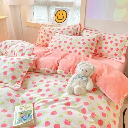 91家纺网 家纺一手货源 找家纺 （总）花伞 2024新款加厚牛奶绒保暖四件套 第二组