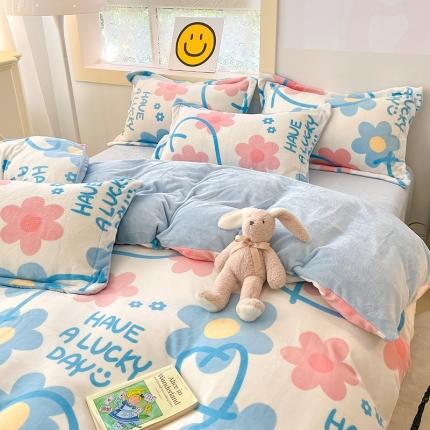 91家纺网 家纺一手货源 找家纺 （总）花伞 2024新款加厚牛奶绒保暖四件套 第二组