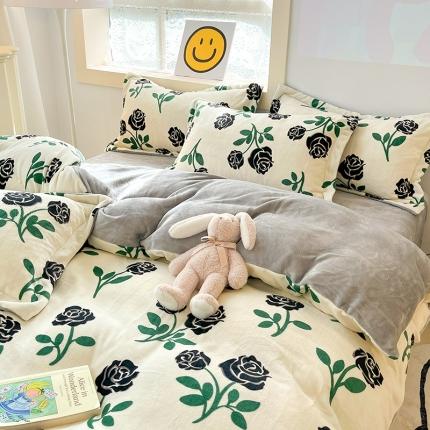 91家纺网 家纺一手货源 找家纺 （总）花伞 2024新款加厚牛奶绒保暖四件套 第二组