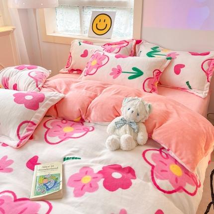 91家纺网 家纺一手货源 找家纺 （总）花伞 2024新款加厚牛奶绒保暖四件套 第二组