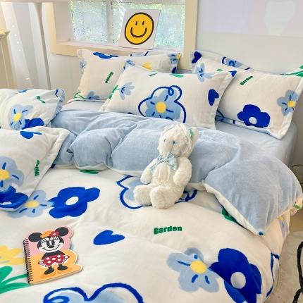 91家纺网 家纺一手货源 找家纺 （总）花伞 2024新款加厚牛奶绒保暖四件套 第二组