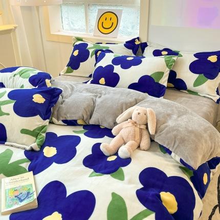 91家纺网 家纺一手货源 找家纺 （总）花伞 2024新款加厚牛奶绒保暖四件套 第二组