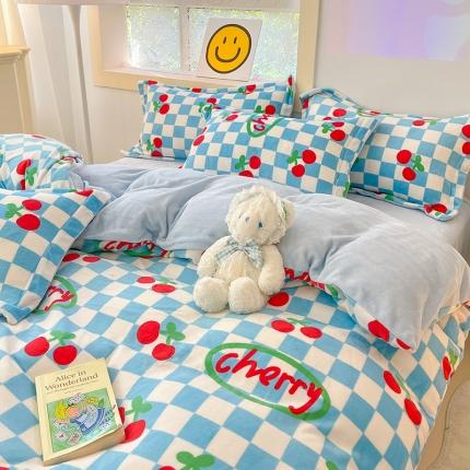 91家纺网 家纺一手货源 找家纺 （总）花伞 2024新款加厚牛奶绒保暖四件套 第二组