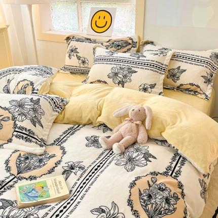 91家纺网 家纺一手货源 找家纺 （总）花伞 2024新款加厚牛奶绒保暖四件套 第二组