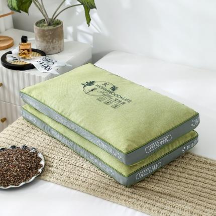 织布人 2022新款荞麦枕棉麻艾草养生荞麦助眠枕头枕芯 海藻绿