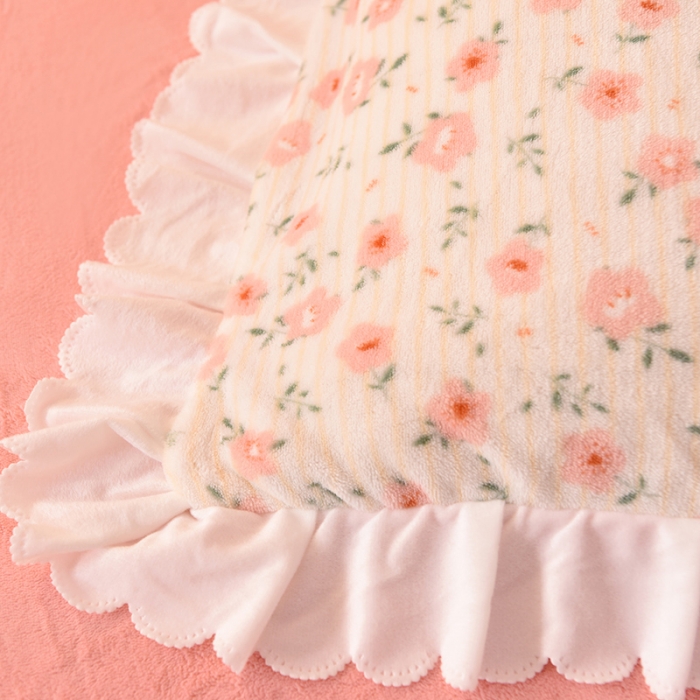 91家纺网 家纺一手货源 找家纺 金盛皇朝新款牛奶水晶宝宝绒韩版荷叶边床裙款四件套云梦花间