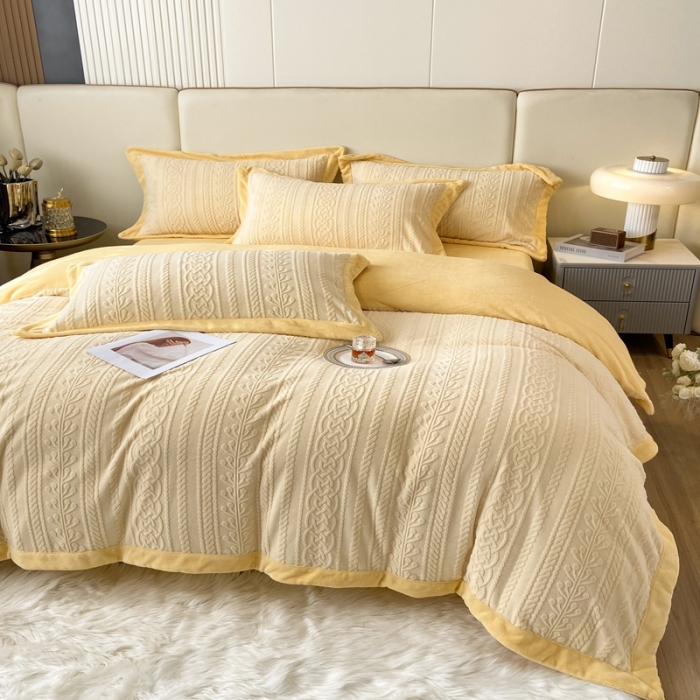 91家纺网 家纺一手货源 找家纺 （总）梦享生活 230高克重欧式烂花全消光亲肤牛奶绒四件套