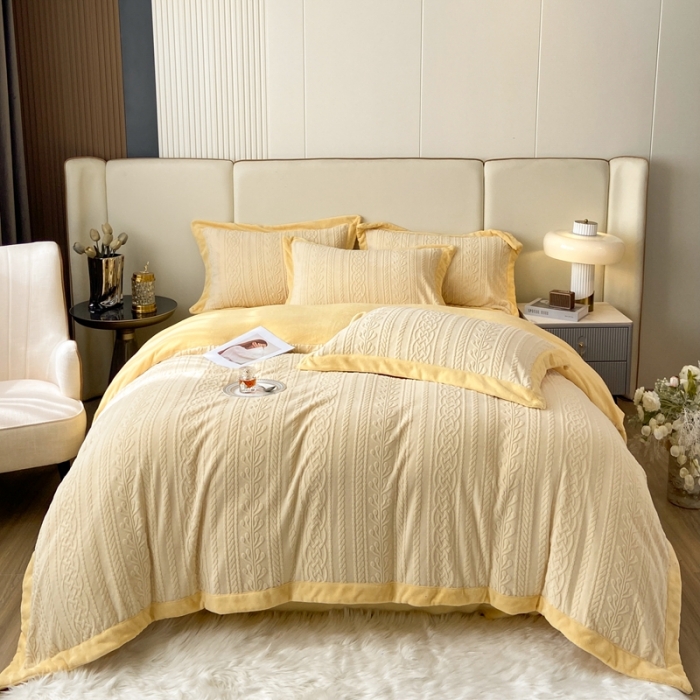 91家纺网 家纺一手货源 找家纺 （总）梦享生活 230高克重欧式烂花全消光亲肤牛奶绒四件套