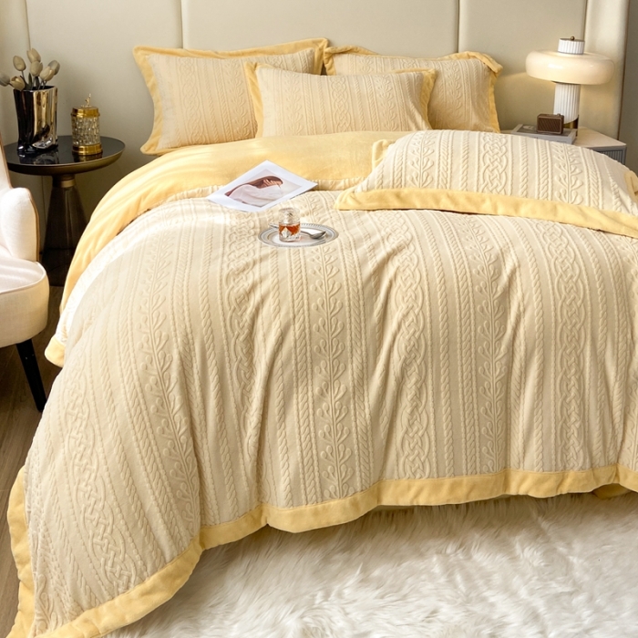 91家纺网 家纺一手货源 找家纺 （总）梦享生活 230高克重欧式烂花全消光亲肤牛奶绒四件套