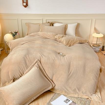 91家纺网 家纺一手货源 找家纺 （总）佰亿莱 2024新款高克重牛奶绒雕花绒剪花四件套