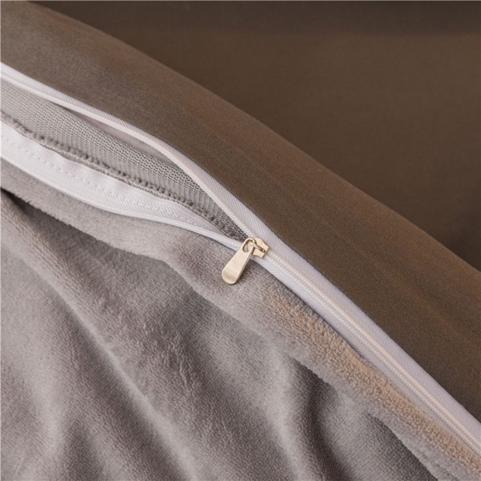 91家纺网 家纺一手货源 找家纺 古吉梦高克重牛奶绒双色床单床笠款四件套纯色棉绒-高级灰+浅灰