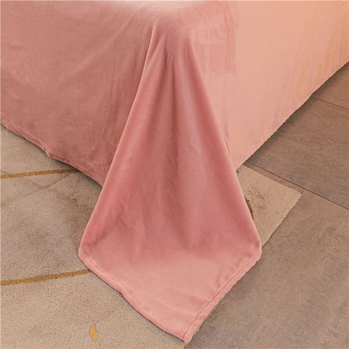 91家纺网 家纺一手货源 找家纺 古吉梦高克重牛奶绒双色床单床笠款四件套 纯色棉绒-奶黄+藕粉