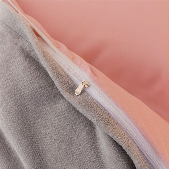 91家纺网 家纺一手货源 找家纺 古吉梦高克重牛奶绒双色床单床笠款四件套 纯色棉绒-藕粉+浅灰