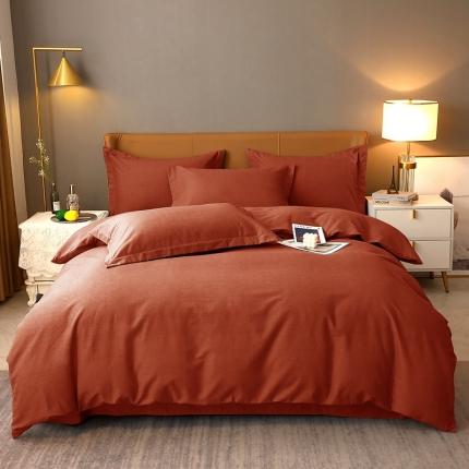 91家纺网 家纺一手货源 找家纺 总-2024新款加厚纯棉全棉纯色生态磨毛多规格四件套床单款床笠款素色