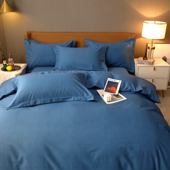 91家纺网 家纺一手货源 找家纺 总-2024新款加厚纯棉全棉纯色生态磨毛多规格四件套床单款床笠款素色