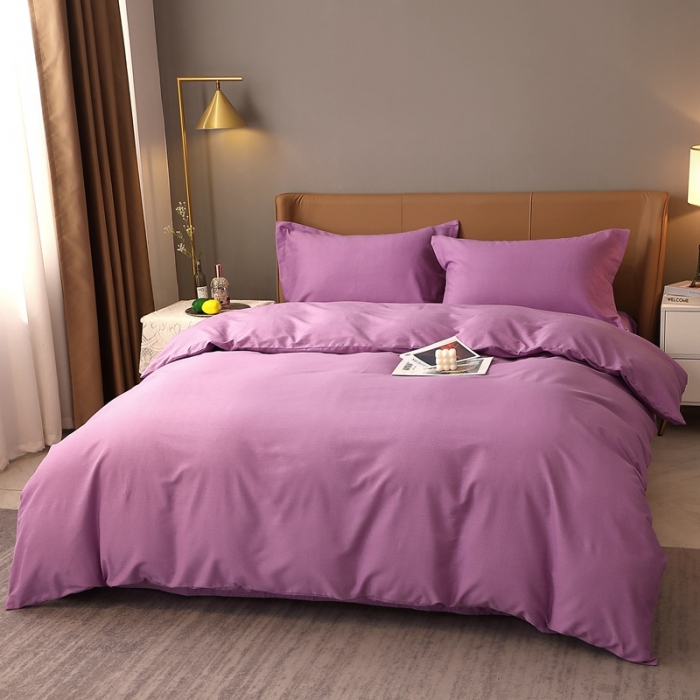 91家纺网 家纺一手货源 找家纺 晶缦家纺 2022新款加厚全棉纯色生态磨毛多规格四件套 纯依-魅紫