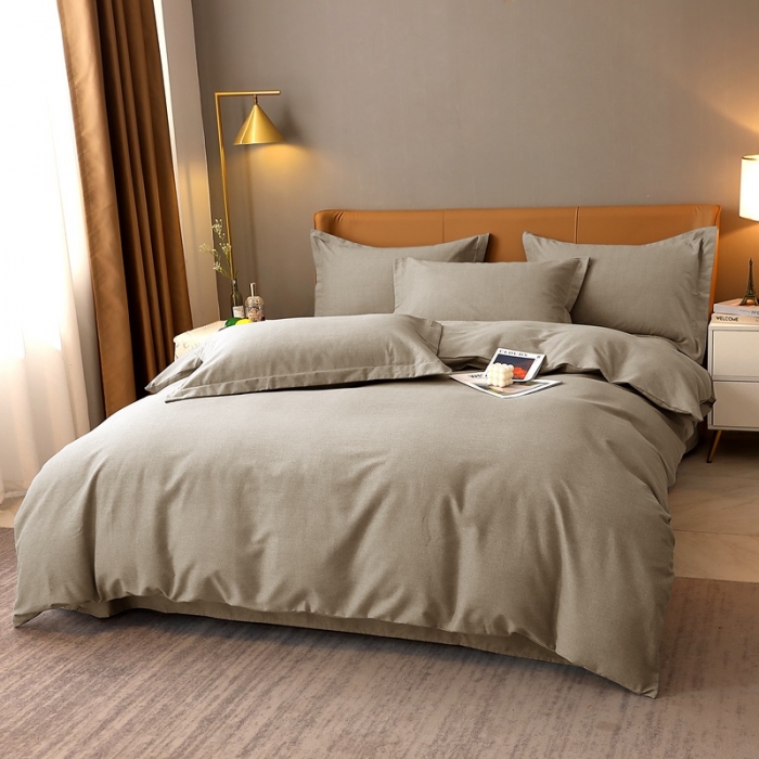 91家纺网 家纺一手货源 找家纺 晶缦家纺 2022新款加厚全棉纯色生态磨毛多规格四件套 纯依-时尚灰