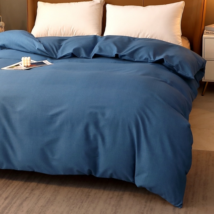 91家纺网 家纺一手货源 找家纺 晶缦家纺 2022新款加厚全棉纯色生态磨毛多规格单被套 纯依-宾利蓝