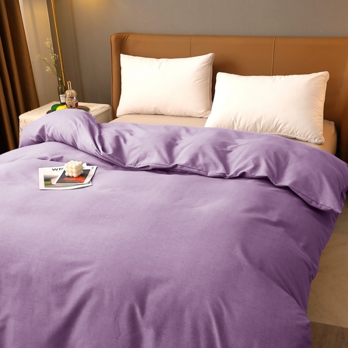 91家纺网 家纺一手货源 找家纺 晶缦家纺 2022新款加厚全棉纯色生态磨毛多规格单被套 纯依-丁香紫
