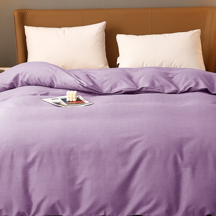 91家纺网 家纺一手货源 找家纺 晶缦家纺 2022新款加厚全棉纯色生态磨毛多规格单被套 纯依-丁香紫