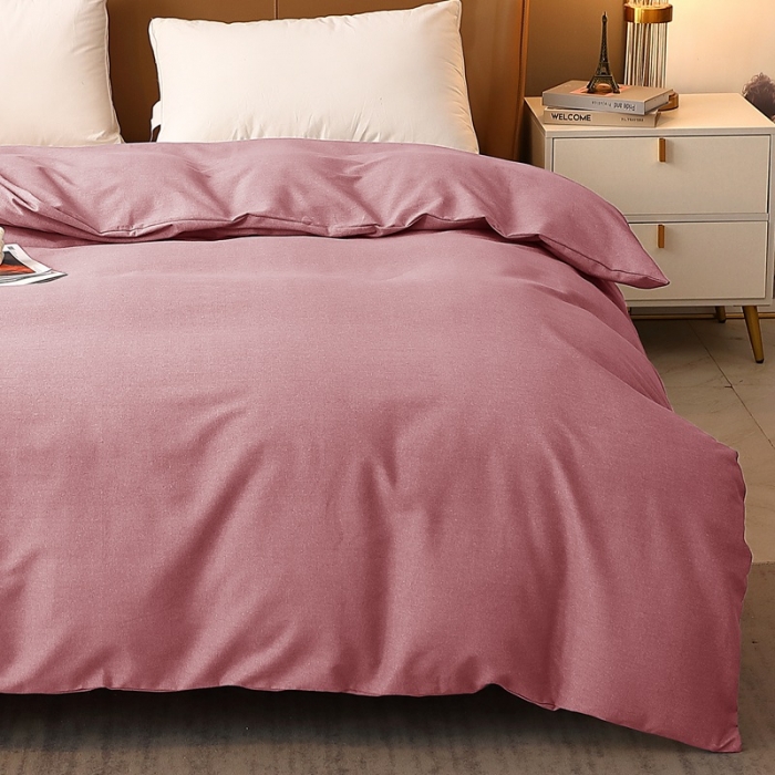 91家纺网 家纺一手货源 找家纺 晶缦家纺 2022新款加厚全棉纯色生态磨毛多规格单被套 纯依-豆沙