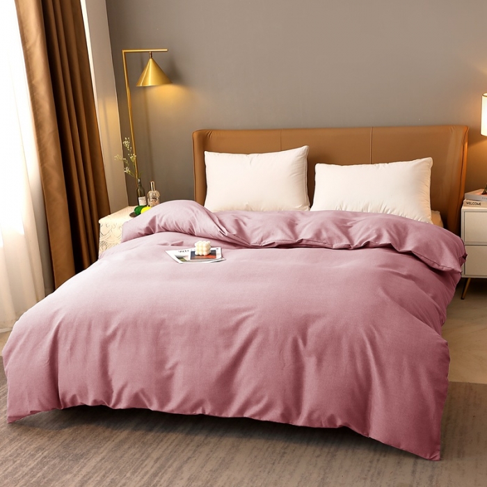 91家纺网 家纺一手货源 找家纺 晶缦家纺 2022新款加厚全棉纯色生态磨毛多规格单被套 纯依-豆沙