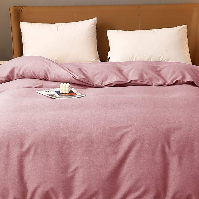 91家纺网 家纺一手货源 找家纺 晶缦家纺 2022新款加厚全棉纯色生态磨毛多规格单被套 纯依-豆沙