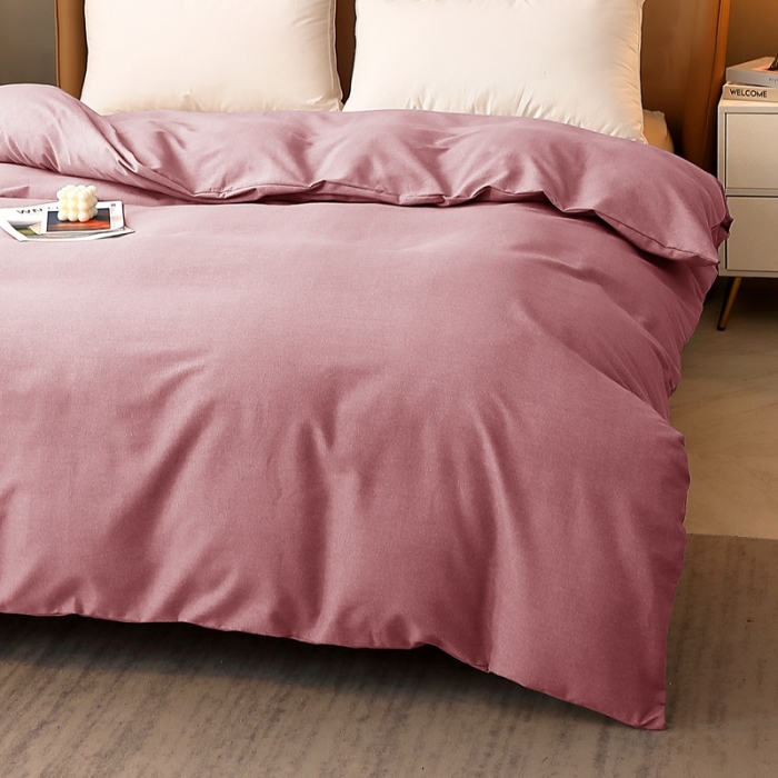 91家纺网 家纺一手货源 找家纺 晶缦家纺 2022新款加厚全棉纯色生态磨毛多规格单被套 纯依-豆沙