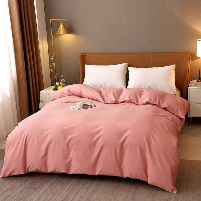 91家纺网 家纺一手货源 找家纺 晶缦家纺 2022新款加厚全棉纯色生态磨毛多规格单被套 纯依-粉玉