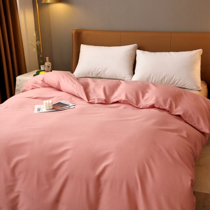 91家纺网 家纺一手货源 找家纺 晶缦家纺 2022新款加厚全棉纯色生态磨毛多规格单被套 纯依-粉玉