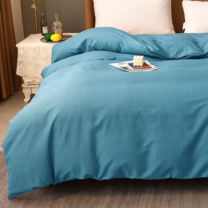 91家纺网 家纺一手货源 找家纺 晶缦家纺 2022新款加厚全棉纯色生态磨毛多规格单被套 纯依-湖蓝