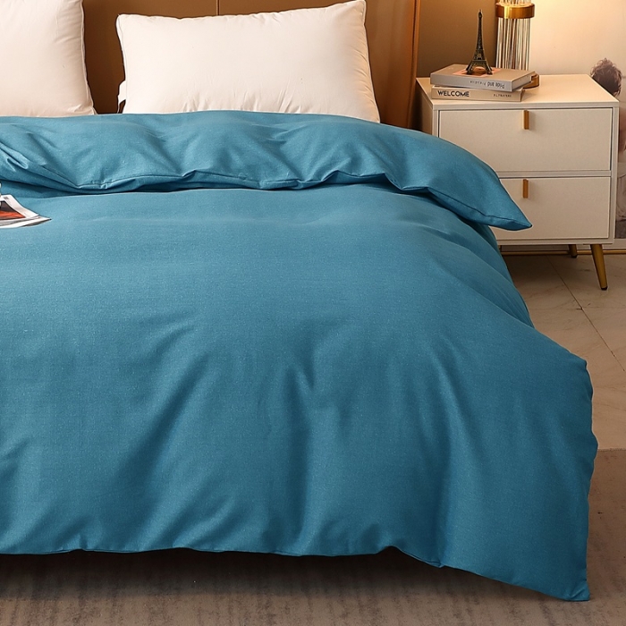 91家纺网 家纺一手货源 找家纺 晶缦家纺 2022新款加厚全棉纯色生态磨毛多规格单被套 纯依-湖蓝