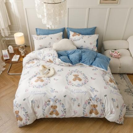 91家纺网 家纺一手货源 找家纺 （总）珺柔 2022新款印花水晶绒四件套