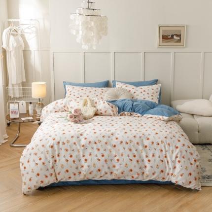 91家纺网 家纺一手货源 找家纺 （总）珺柔 2022新款印花水晶绒四件套